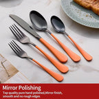 20-Piece Pink and Black Stainless Steel Silverware Set - Dinner Knives, Forks, Spoons - Dishwasher Safe