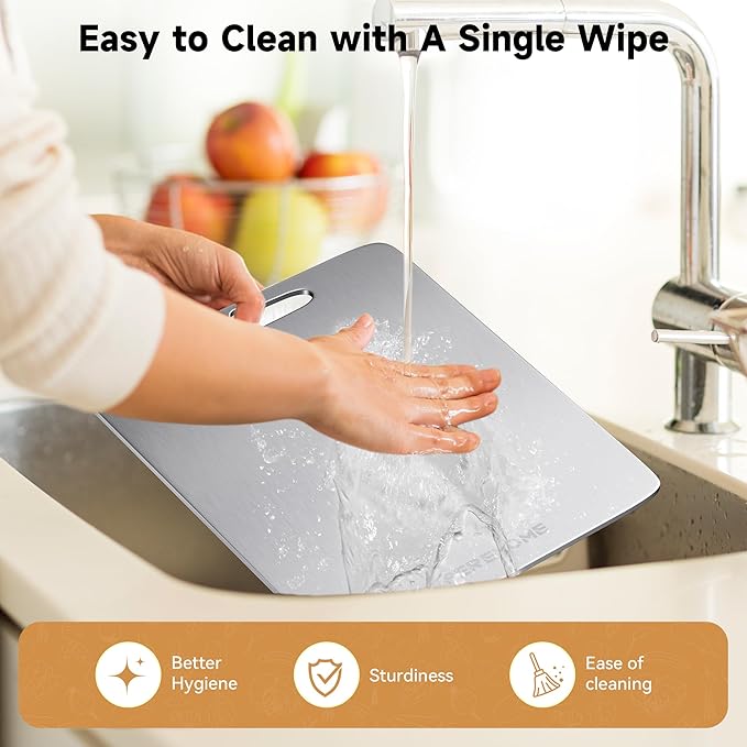 Titanium Cutting Board for Kitchen, Cutting Board Double Sided Food Grade, Chopping Boards with Handle, Dishwasher Safe, Cutting Boards For Meats, Fruits, Vegetables (12x9in)