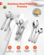 VEVOR 65-Piece Silverware Set, Food-Grade Stainless Steel Flatware Utensils, Mirror Finished Cutlery Set, Dishwasher Safe Eating Tableware for Kitchen Home, Service for 12, Include Knife Fork Spoon