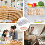 100 Packs Egg Cartons, 3 * 4 Grids Plastic Clear Egg Trays for 12 Eggs, Reusable and Durable, Egg Container Holder with Date Label for Family, Storage, Chicken Farm, Market, Transport