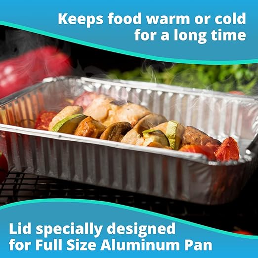 IDL Packaging Aluminum Foil Lids for Full Size Aluminum Steam Table Pans - 21" x 13" (pack of 10) - Disposable Cover for Aluminum Grill Pans - Oven & Freezer Safe - Durable Top for Aluminum Foil Pan
