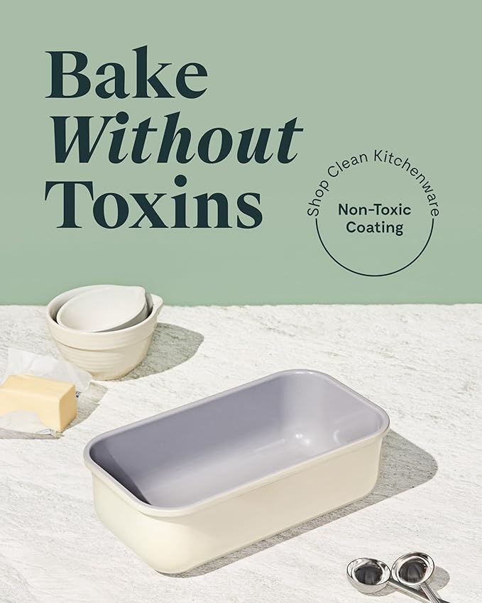 Caraway Non-Stick Ceramic 1 lb Loaf Pan Duo - Naturally Slick Ceramic Coating - Non-Toxic, PTFE & PFOA Free - Perfect for Pound Cakes, Breads, & More - Slate