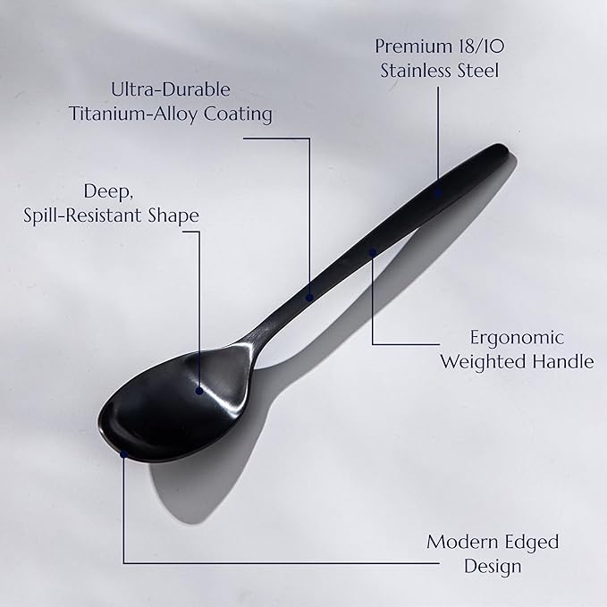 JazzUpCo Ava Flatware Flatware non toxic 18/10 stainless steel dishwasher safe (Matte Black, 4 Person Set (20 Pieces))