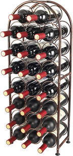 PAG 23 Bottles Arched Freestanding Floor Metal Wine Rack Wine Bottle Holders Stands, Antique Brown