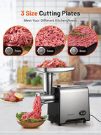 3000W Max Heavy Duty Electric Meat Grinder with Sausage Stuffer Maker & Kubbe Kit, Food Grinder with Blade & 3 Plates, Stainless Steel Meat Mincer Machine for Home Kitchen Use