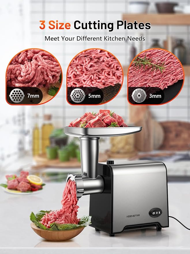 3000W Max Heavy Duty Electric Meat Grinder with Sausage Stuffer Maker & Kubbe Kit, Food Grinder with Blade & 3 Plates, Stainless Steel Meat Mincer Machine for Home Kitchen Use