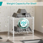 SINGAYE 2 Small Shelves Kitchen Storage Shelf Wire Shelving Unit Metal Shelf Adjustable Organizers Storage Shelving for Office Pantry White 12" D X 18" W X 12" H