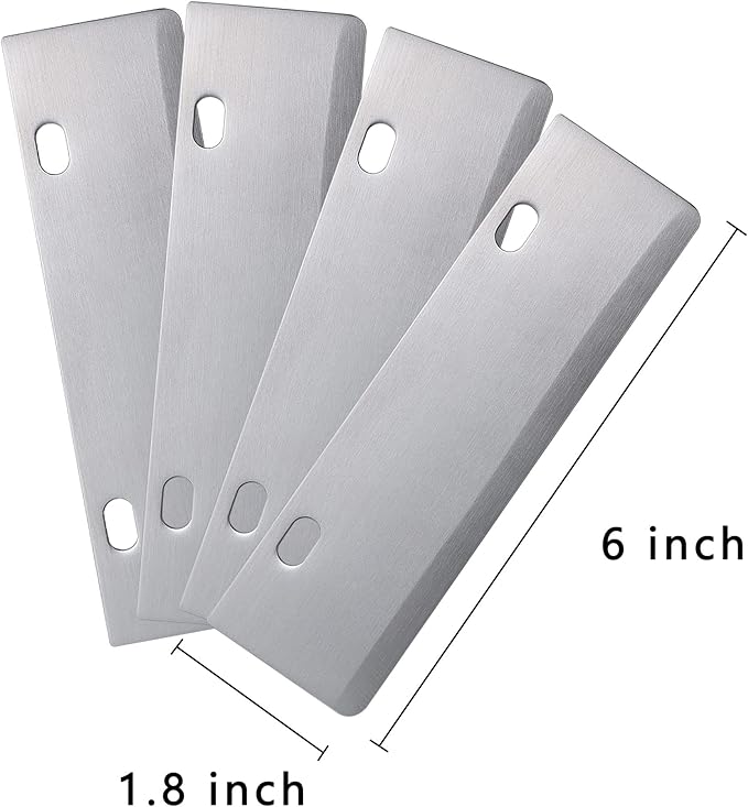 DELFINA 4 Pcs Grill Scraper Blade Replacement, Stainless Steel Outdoor Barbecue Cleaning Tools, Heavy Duty Accessories for BBQ
