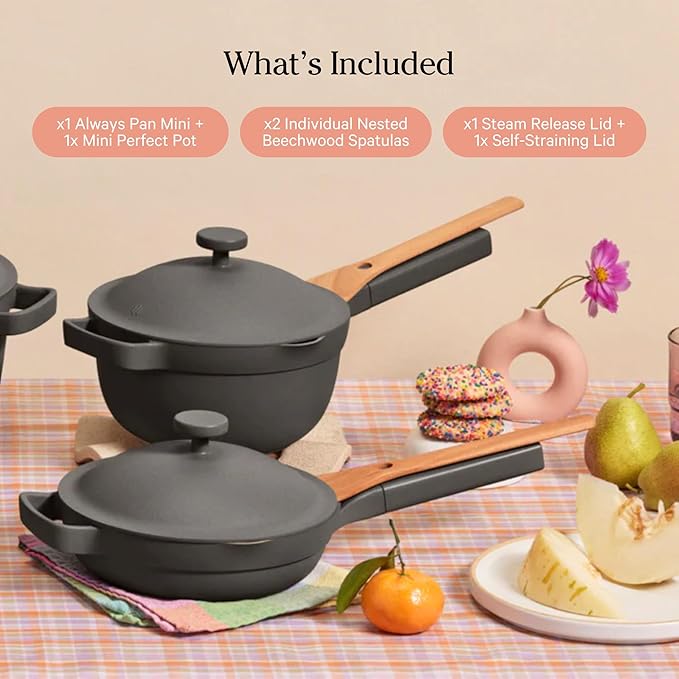 Our Place Mini Always Pan & Mini Perfect Pot Bundle | Multi-Functional Cookware Set Replaces 18 Pieces | Blue Salt