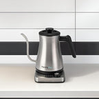 1.0L 1500W Gooseneck Electric Kettle - Stainless Steel Interior - Rapid-Boil - Auto Shut-Off, Boil-Dry Protection, Temperature Control, LED Indicator - Silver by The Display Guys