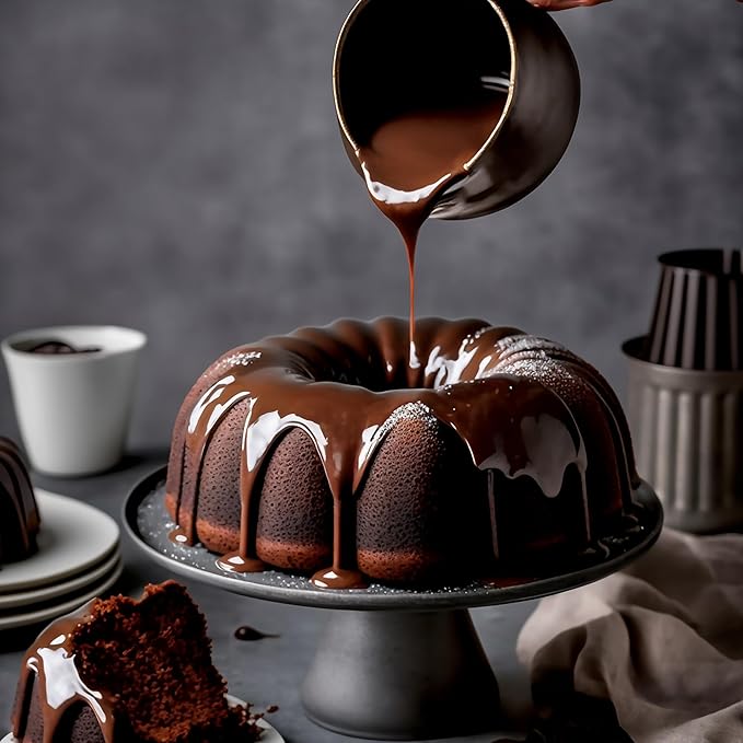 Classic Bakeware 9.5 Inch Non-stick Fluted Cake Pan,Heavy Duty Carbon Steel Tube Baking Mold Gray