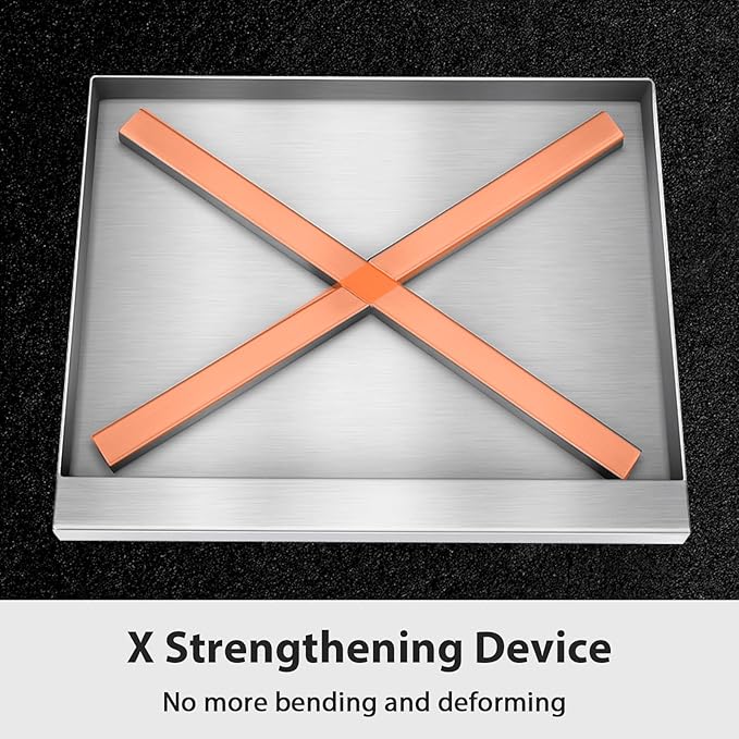 Utheer 17" x 13" Ceramic Nonstick Stainless Steel Griddle for Gas Grill, Charcoal, Stove Top Griddle, Non-Toxic, PFAS/PFOA/PTFE Free, Oven Up to 500°F, for BBQ, Camping & Kitchen, Black