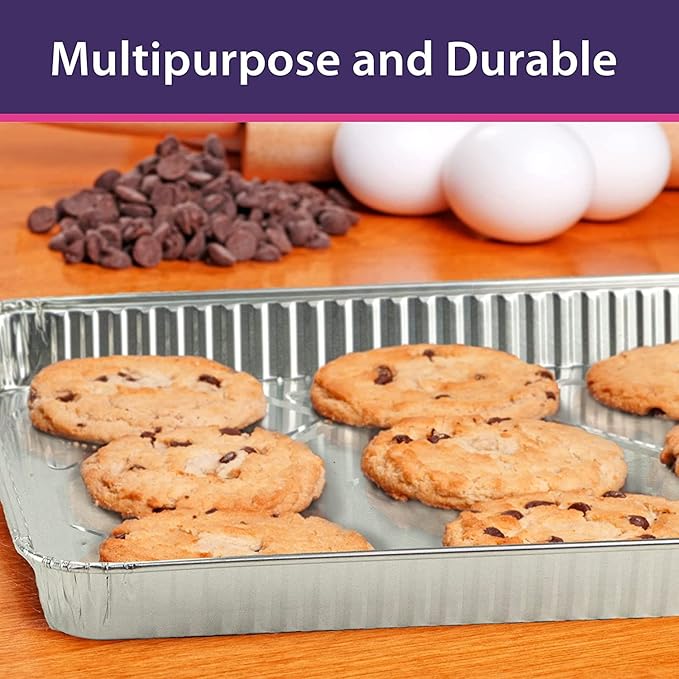 Aluminum Pans Half Size Cookie Sheet 100 Count Durable Nonstick Baking Sheets 17.75" x 12.75"