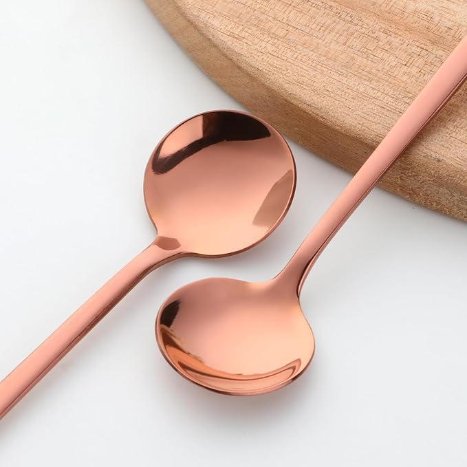 TEHAHA 8 Pcs Coffee Spoons, Stainless Steel Espresso Spoon，5.3 Inches Mini Tea Spoon, Lightweight Small Round Spoons Set for Coffee,Tea,Ice Cream,Sugar,Cappuccino