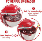 Pouring Shield for KitchenAid Tilt Head 4.5-5 QT (for Stainless Steel Bowls Only), for Kitchen aid Accessories and Attachments, Fully Enclosed Foldable Lid Mixer Bowl Cover, Not For Bowl Lift (Red)