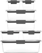Rubbermaid Brilliance Food Storage Containers, 14 Piece Plastic Containers with Lids, BPA-Free, Leak Proof, Clear