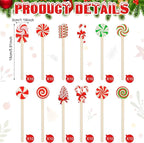 Jinei 120 Pcs Pastel Christmas Wooden Coffee Stirrers Candy Style Stir Sticks Disposable Drink Stirrers for Christmas Chocolate Milkshake Restaurant Home Office Supplies