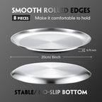 Thenshop 8 Pieces 8 Inch Pizza Pans Bulk Stainless Steel Sets Round Bakeware Pizza Trays for Oven Kitchen Baking Home Restaurant Picnics Holiday Activities Safe Sturdy Reusable Easy Clean(Silver)
