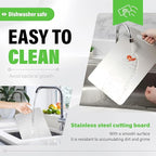 Stainless Steel Cutting Board, Double Sided Cutting Boards for Kitchen, SUS 316 Food-Grade Non Toxic Stainless Steel Chopping Board for Meat, Fruit and Vegetable (15.6 x 10.8 in)