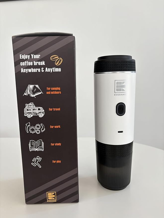 Portable Electric Espresso Machine, Travel Coffee Maker Brewer Compatible with Ground Coffee & NS Capsules (White with LCD Screen)