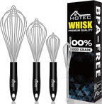 HOTEC 4 Pieces Stainless Steel Whisks Set, Wire Balloon Whisks Egg Beater, Thicken Wire &Non-slip Handle Whisk Perfect for Cooking, Stirring, Beating and Blending (Silver)