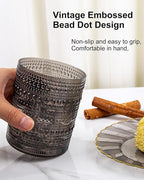 YOUBET 24PCS Plastic Drinking Glasses - 14OZ Black Hobnail Drinkware Glasses - Vintage Glassware Textured Beaded Cups for Water, Beer, Whiskey, Juice and Various Mixed Drinks, halloween