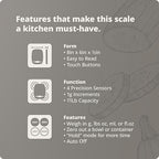 Greater Goods Compact Digital Kitchen Scale – Accurate Food Scale for Baking, Meal Prep, 4 Measuring Units, 11lb/5kg