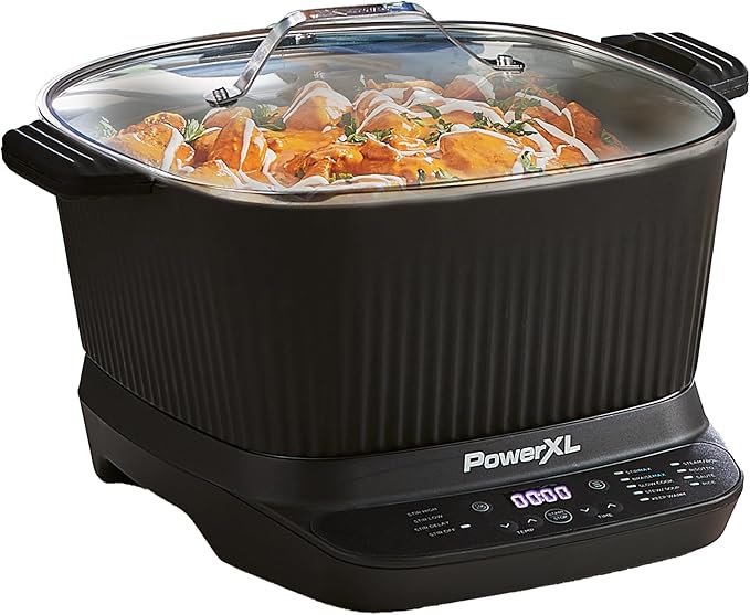 STIRMAX PLUS 7.5 Quart Digital Multi-Cooker with Automatic Paddle to Stir and Shred, 9 in 1 programmable presets to Sauté, Sear, and Brown Food Before Simmering – Accessories & Cookbook Included