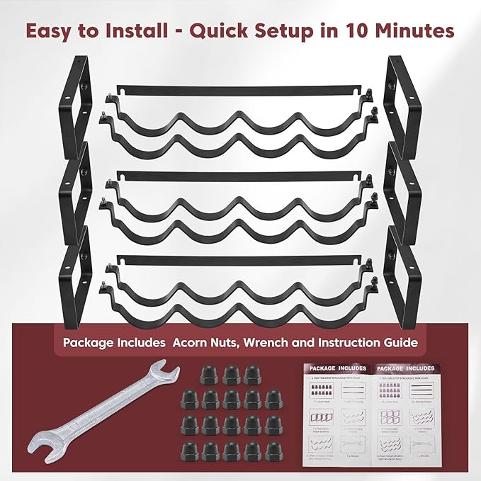 Stackable Wine Rack Countertop, Sturdy Bottle Holder Freestanding for Cabinet, 3 Tier Small Tabletop Wine Holder Stand, Wire Bottle Rack Metal Storage Organizers