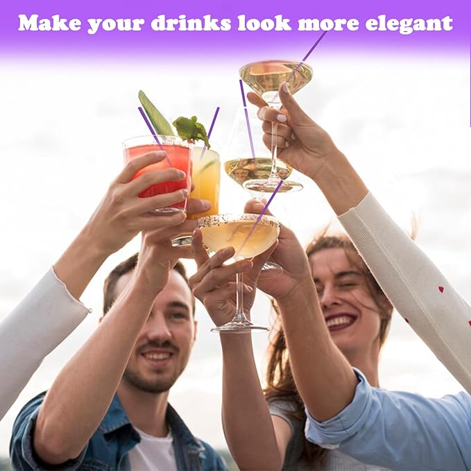 500 Pcs Neon Purple Acrylic Coffee Stirrers Set - Holder, Stir Straws for Milk, Cocktail Drinks - Home, Kitchen, Party Supplies