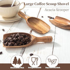 Big Wooden Coffee Scoop, 2pcs Large Coffee Scoops for Ground Coffee Beans, Acacia Wood Shovel Spoons Multipurpose for Jars Canisters,Kitchen Scooping Tool Salts Spice Pepper Powder Tea Shovels