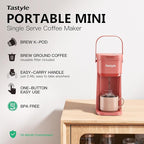 Single Serve One Cup Coffee Maker, for K Cups and Grounds, Mini Coffee Maker with Portable Handle, 6 to 12 Oz Brew Size, for Travel, Camping, Office, RV and Dorm, 120V, Salmon Pink