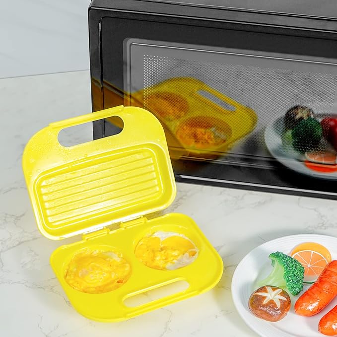 Egg poacher, Microwave in Minutes, BPA Free for Quick and Healthy Breakfast, Microwave Egg Cooker, Microwave Maker for 2 Eggs, Dishwasher safe(yellow)