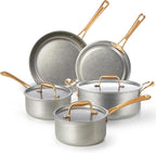 KOKHUB Pots and Pans Set 8 Pcs, Vintage Stainless Steel Cookware Set Non-Toxic, PFOA/PFOS/PTFE Free, Kitchen Cooking Set with Frying Pans, Saucepans, Oven & Dishwasher Safe, Induction Compatible