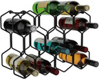 Buruis Countertop Wine Rack, 14-Bottle Modern Freestanding Metal Holder for Red and White Wine, Tabletop, Kitchen, Bar, and Cabinet Storage (Black)