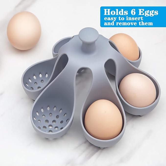 Egg Poacher,Egg Cooker for Making Soft or Hard Boiled Eggs,Poached Egg Brackets for Easy Cooking (6 egg)