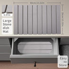 Coolcandy 24x16" Large Stone Dish Drying Mat, Quick Drying Mat Kitchen Counter, Foldable Kitchen Drying Mat, Diatomaceous Earth Stone Drying Mat, Collapsible Dish Mat Kitchen Mat For Drying