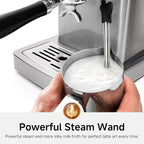 HIBREW H10A - 58mm Espresso Machine, Stainless Steel Body with Milk Frother, Customizable Settings, Smart Display + 20 Bar Pressure Gauge.