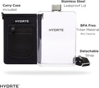 Travel Water Bottle | Flat With Strap | Leak Proof Slim for Travel | BPA Free Flask | Ultimate Square With Sleeve 18 oz (Nero Black)