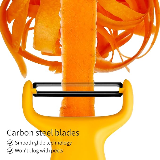 Vegetable Potato Peelers for Kitchen, Y Peeler for Apple Veggie Potatoes Fruits Carrot, Carbon Steel Blade 3-Pack Yellow/Black/Green