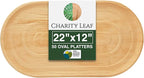 50-Pack 22"x12" Palm Leaf Trays | Eco-Friendly, Compostable Platters for Weddings, Charcuterie Boards & Events