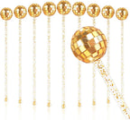 10 Pieces Gold Drink Stirrers Cocktail Disco Balls Cocktail Stirrers Disco Ball Swizzle Sticks Glitter Drink Stirrers for Last Disco Bachelorette Party Wedding Bar 7.4 Inches Long