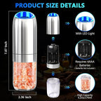BoAn Gravity Electric Salt and Pepper Grinder Set, Stainless Steel Electric Pepper Grinder, Refillable Spice Mill,Large Chamber,Ceramic Rotor,Adjustable Coarseness, LED for Kitchen & Gourmet Cooking