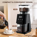 Conical Burr Coffee Grinder with Touch Panel, Adjustable Coffee Bean Grinder with 30 Grinding Settings,2-12 Cups for Espresso,French Press & Drip Coffee