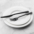 Alata Bailey Black 20-Piece Forged Stainless Steel Flatware Set Cutlery Set, Service for 4, Silver Finish, Dishwasher Safe