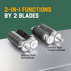 2-in-1 Manual Meat Tenderizer, Jerky Slicer, 2 Sets of Stainless Steel Blades, Tenderizing Blades and Jerky Slicer Blades, for Beef and Chicken, Silver
