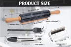 Marble Rolling Pin Set with Silicone Pastry Mat,Pastry Brush,Cooking Tongs,Stainless Steel Scraper18.5 inch Polished Non-Stick Roller for Pizza Dough,Fondant,Pie Crust(Gray Black)