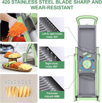 2025 [All in 1] Upgraded Version Safe Mandoline Slicer for Kitchen, Adjustable Thickness. Detachable Blade, Veggie Slicer, Rapid Prep Mandoline, with Cleaning Brush/Paring Knife (MatchaGreen)