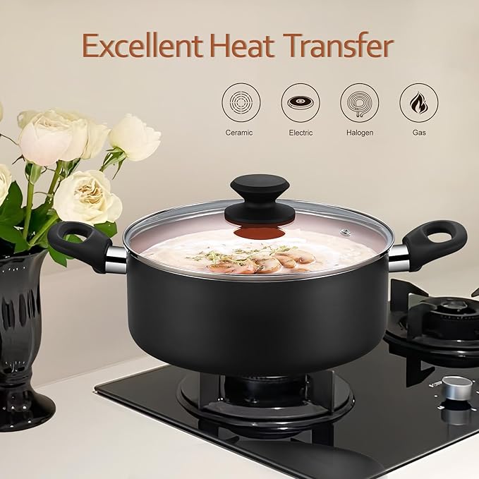 Ceramic Pots and Pans Set, 15PCS Nonstick Set Ceramic Cookware Set, Nonstick Pan Pots and Pans Set Non Stick Cookware set (With-Induction)