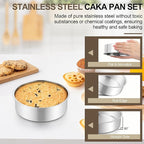 Homikit 6 Inch Round Cake Pan Set, Stainless Steel Small Baking Pans 3 Pack for Oven & Dishwasher, 2” Deep Small Nonstick Layer Cake Tins, Non-Toxic & Healthy